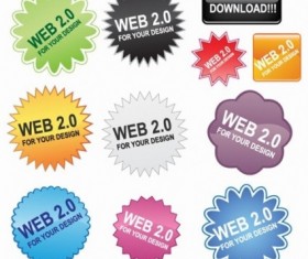 Web buttons with sticker vector set