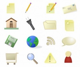 Simple computer with life icons vector set