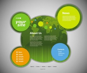 Circular website template green styles vector