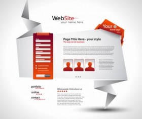 White with Orange origami website template vector