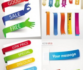 Colored corners sticker labels vector material