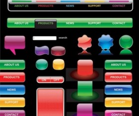 Glass textured web buttons vector graphics set
