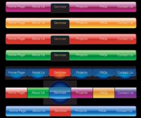 Glass textured web menu colored vector