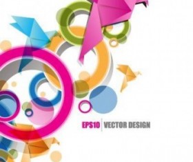 Origami birds with abstract background vector