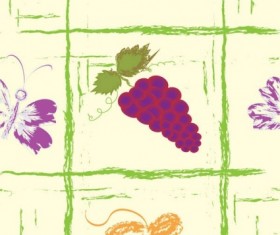 Hand drawn fruit with butterfly seamless pattern vector 01
