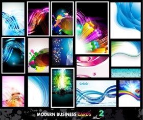Wavy colorful business card vectors set