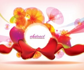 Shiny floral with red ribbon  background vector