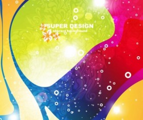 Florals with abstract shapes shiny background vector 04