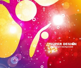 Florals with abstract shapes shiny background vector 03