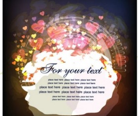 Blurs heart shapes with card vector