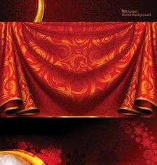 Curtain brocade ornate vector background 01