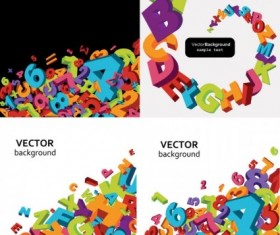 3D colored letters with numbers vector background
