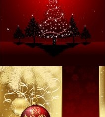 Red with gloden christmas art background vector