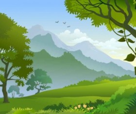 Forest landscape trees Illustration vector
