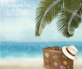 Beautiful beach summer background vector set