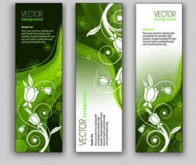 Green plant floral banners vector