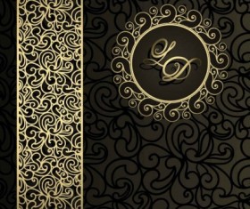 Gray european floral vector card