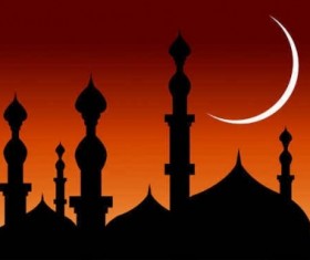 Abstract mosque night background vector
