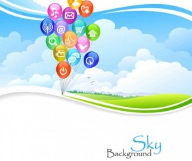 Blue sky with web icons vector background