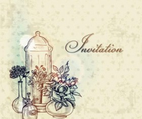 Vintage with retro flower hand drawning vector background