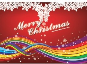 Snow with colored christmas background vector material