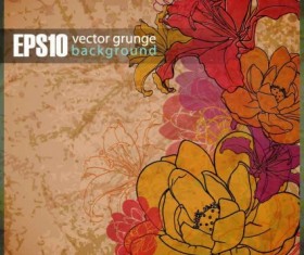 Vintage art flowers background vector