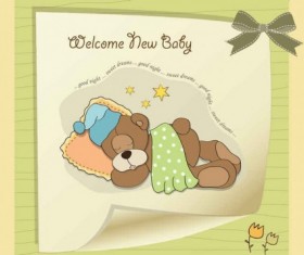 Cute cartoon style children card design vector 02