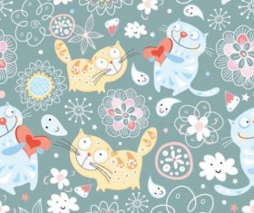 Cartoon animal vector seamless pattern