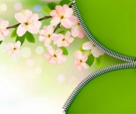 Green background with pink flower vector