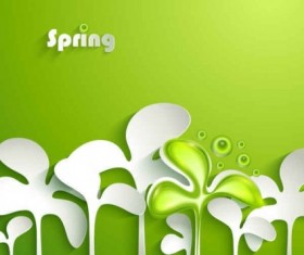Spring paper green design vector 02