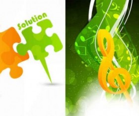Music with puzzle background vector material