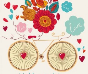 Hand drawn floral card template vector