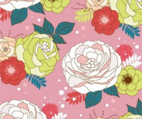 Seamless flower art pattern vector set