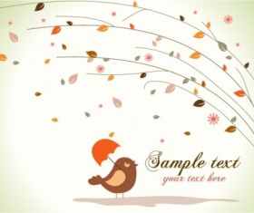 Cartoon cute birds background set vector 02