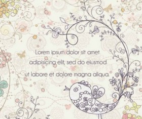 Cartoon cute birds background set vector 03