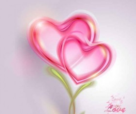 Pink heart valentine card shiny vectors