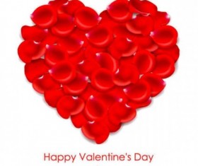 Red love petal heart vector