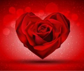 Red rose shape heart shiny vector