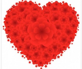 Red flowers heart graphics vectors material
