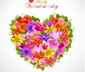 Beautiful roses with heart vector material