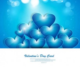 Blue heart greeting card shiny vector