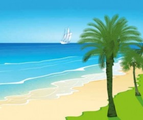 Marine and beach cartoon background vector