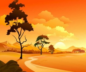 Cartoon natural landscapes beautiful vector 02