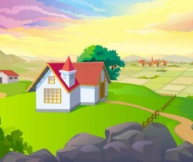 Cartoon natural landscapes beautiful vector 03