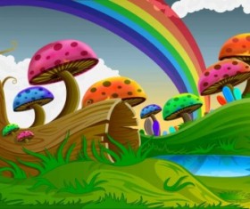 Cartoon natural landscapes beautiful vector 06