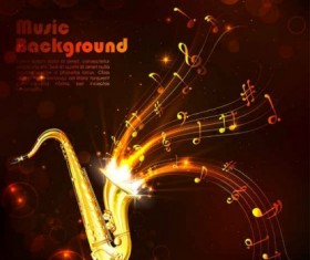Shining golden music design background vector 01