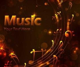 Shining golden music design background vector 02