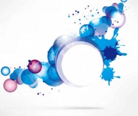 Round with grunge watercolor background set vector