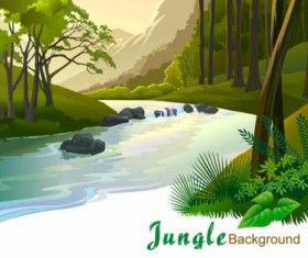 Natural cartoon landscapes background vector 04