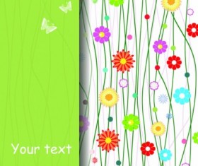 Cute spring floral background vector set 01